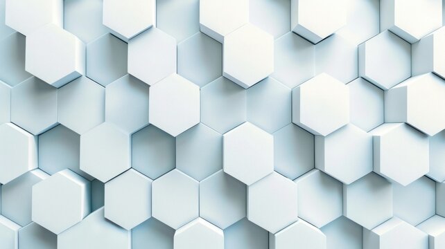 Hexagonal white tiles forming modern pattern - Architectural backdrop of white hexagonal tiles forming a modern geometric pattern
