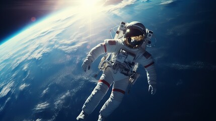 An astronaut's journey into space. Space exploration, colonization. Generative AI