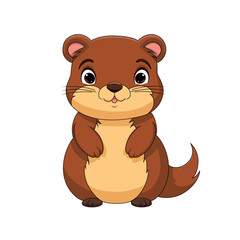Cute common gundi cartoon on white background
