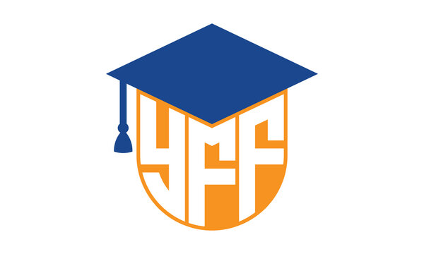 YFF initial letter academic logo design vector template. school college logo, university logo, graduation cap logo, institute logo, educational logo, library logo, teaching logo, book shop, varsity
