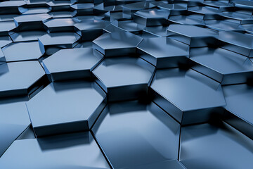 Geometrically arranged hexagons creating a sense of depth and dimension, abstract , background