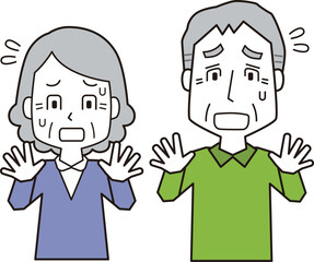 不安な高齢男女