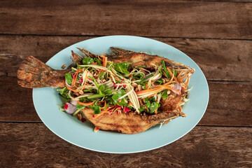 Deep-Fried marinated snapper fish with fish sauce