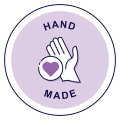 Crafted with Care: Handmade. Vector Badge Icon.