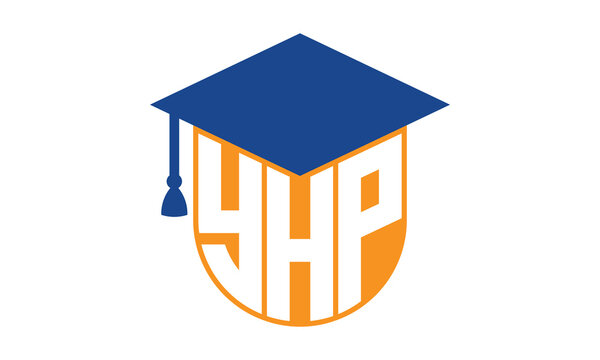 YHP initial letter academic logo design vector template. school college logo, university logo, graduation cap logo, institute logo, educational logo, library logo, teaching logo, book shop, varsity