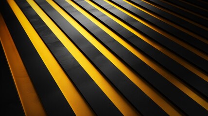 Yellow and black textured lines close-up image - Close-up image of vivid yellow lines against a black textured background creating depth
