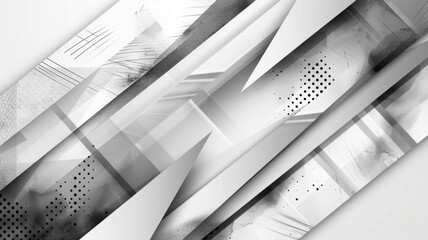 Abstract monochrome geometric shapes design - Detailed image of black and white abstract geometric patterns with gradients, lines, and dot elements