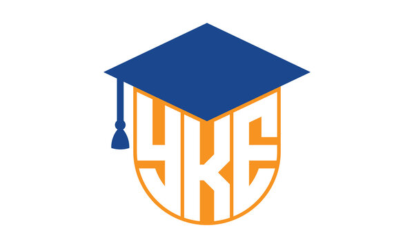 YKE initial letter academic logo design vector template. school college logo, university logo, graduation cap logo, institute logo, educational logo, library logo, teaching logo, book shop, varsity