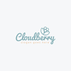 Minimalist wordmark cloud berry logo vector template on white background