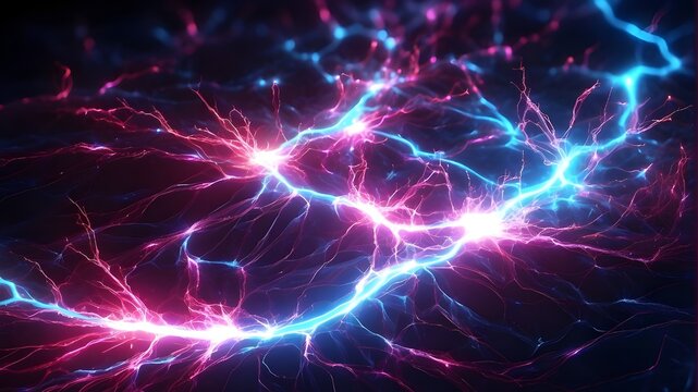 Sparks of Plasma - Dynamic Electricity Design - Dynamic Synapse - Brilliant Blue and Pink Lightning Energy