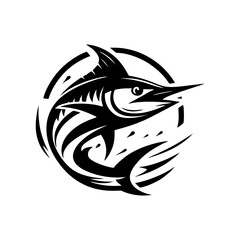 Marlin fishing logo vector illustration. Marlin vector logo - obrazy, fototapety, plakaty