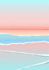 Pastel  painting of sunrise ocean scene