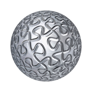 Silver globe jigsaw puzzle isolated on white background.