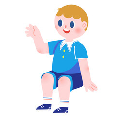 Pupil sitting and raising his hand