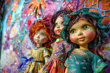 Fototapeta premium Convey the enchanting allure of children led dolls as they navigate their own miniature universes