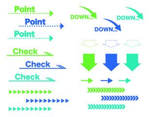 矢印アイコンのセット　黄緑・青・緑　2