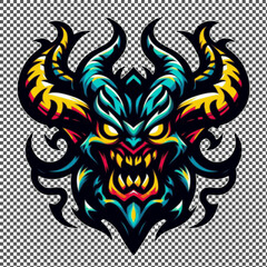 monster evil head in vector style, suitable for a logo with transparent background