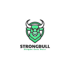 Vector Logo Illustration Bull Simple Mascot Style