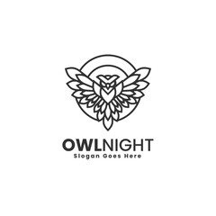 Vector Logo Illustration Owl Line Art Style