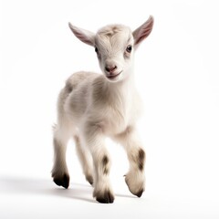 Naklejka na ściany i meble Baby goat on white background