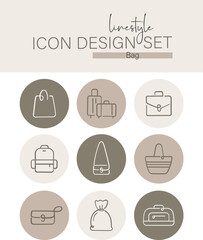 Linestyle Icon Design Set Bag
