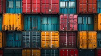 Fototapeta premium Industrial beauty, the geometric perfection of cargo containers