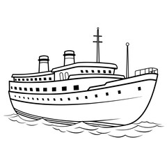 Streamlined vector outline of a boat icon for versatile use.