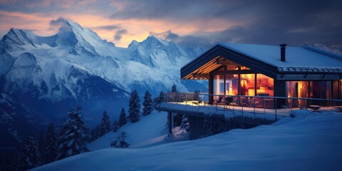 resort in the mountains on winter