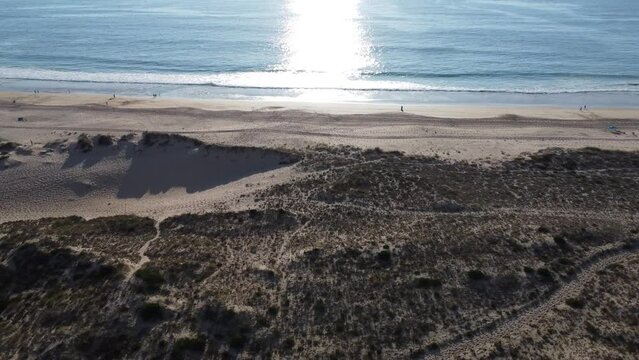 Sunset, Dunes and Ocean at Praia do Medao beach, Peniche, Portugal