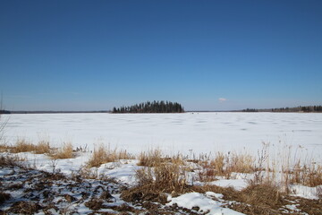 Frozen Astotin Lake, Elk Island National Park, Alberta