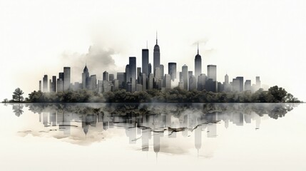 A series of minimalist city skyline silhouettes