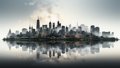 A series of minimalist city skyline silhouettes - obrazy, fototapety, plakaty
