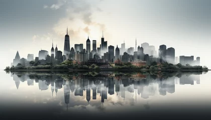 Foto op Canvas A series of minimalist city skyline silhouettes © Mahenz