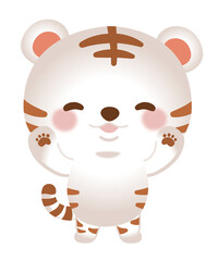 笑顔のホワイトタイガーのかわいいイラスト