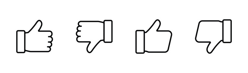 Thumbs up and thumbs down icon Set. Like and dislike icon vector