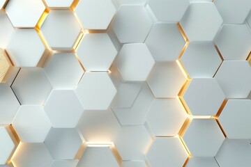 Modern Geometric Backlit Hexagon Wall Panel, Futuristic Interior Design
