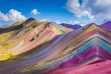 Poster Vinicunca Montaña de Siete Colores, or Rainbow Mountain, in Vinicunca, Cusco Region, Peru. A breathtaking natural wonder.