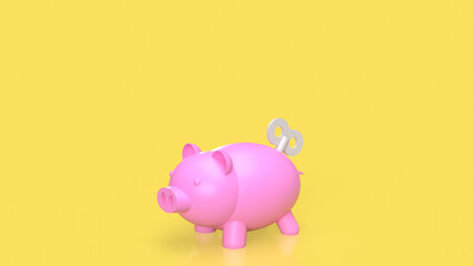 The Piggy Bank and wind up for earn or saving concept 3d rendering.