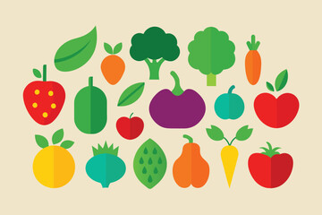 set of icons Vegetables colored vector