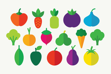 set of icons Vegetables colored vector