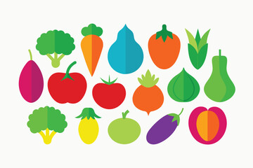 set of icons Vegetables colored vector