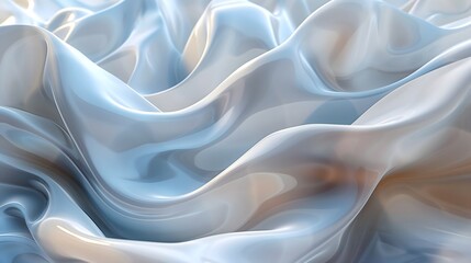 Obraz premium abstract 3d object with layers, smooth shape, pearl texture, soft silver and emerald gradient