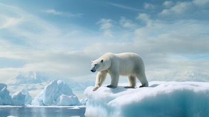 Polar bear (Ursus maritimus) on the ice floe - obrazy, fototapety, plakaty