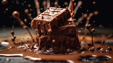 Foto op Plexiglas Chocolate cake with chocolate glaze on a white background © 99