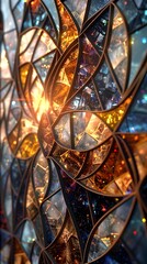 Fototapeta premium Mesmerizing Metallic Stained Glass Illumination of Cosmic Enigmas