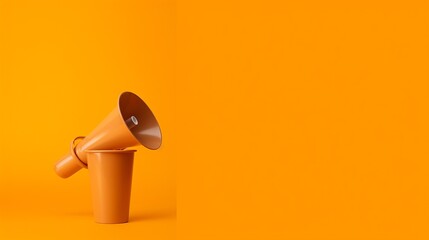 Coffee cup on orange background. 3d illustration. Mock up. - obrazy, fototapety, plakaty