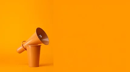 Foto op Plexiglas Coffee cup on orange background. 3d illustration. Mock up. © 99