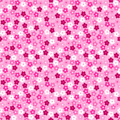 seamless pattern with pink flowers