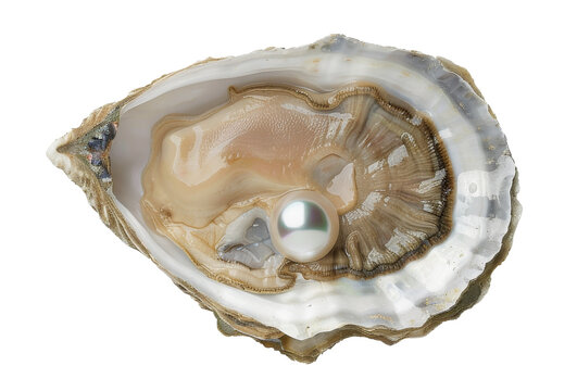 Growing pearl inside an oyster shell
