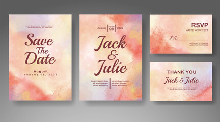 Wedding invitation with abstract watercolor background